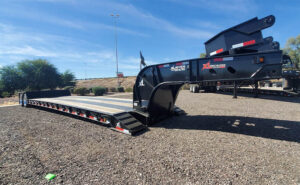 XL Specialized XL80 HDE extendable lowboy trailer with flip neck