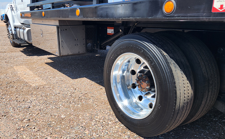 2023 Ford F650 used Jerrdan rollback tow truck - 14 - driver side tires and toolbox