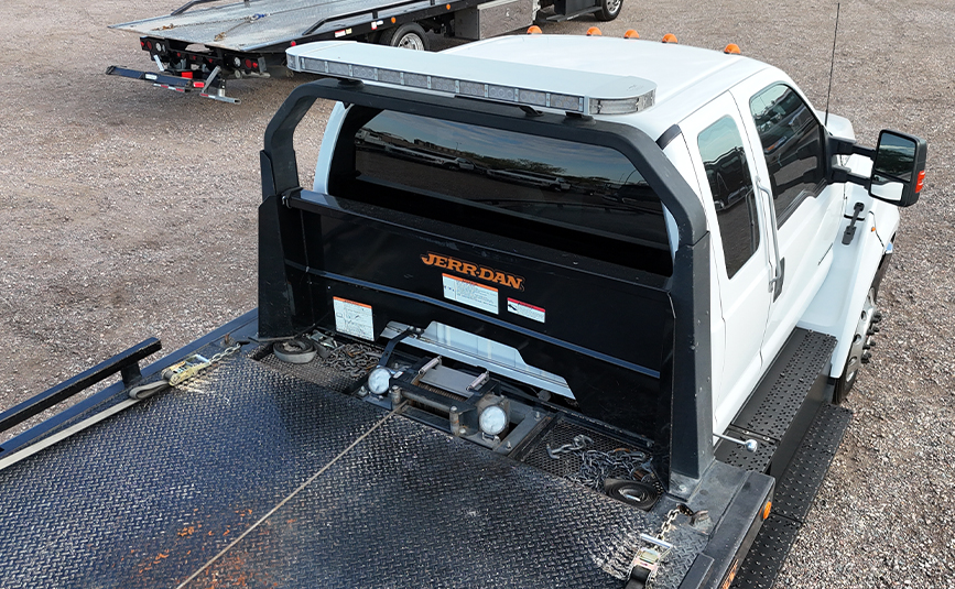 2023 Ford F650 used Jerrdan rollback tow truck - 17 - above view, headboard, lightbar, winch