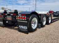 2026 Alpha HD A90HDGC 45 ton lowboy trailer - 04 - rear view, flip axle, aluminum wheels