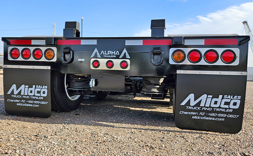 2026 Alpha HD A90HDGC 45 ton lowboy trailer - 08 - trailer rear, tail lights, air ride suspension, mud flaps