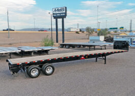 2026 dorsey steel giant flatbed trailer forklift kit - 01 - aerial top view, passenger side