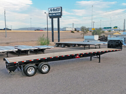 2026 dorsey steel giant flatbed trailer forklift kit - 01 - aerial top view, passenger side