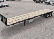 2026 dorsey steel giant flatbed trailer forklift kit - 05-1 - aerial view, driver side, wood trailer deck
