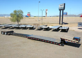 alpha hd 80mge extendable double drop trailer - 01 - aerial view, fully extended
