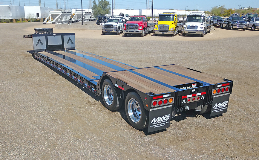 alpha hd 80mge extendable double drop trailer - 06 - top view, rear deck