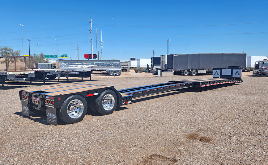alpha hd 80mge extendable double drop trailer - 08 - side view, trialer extended