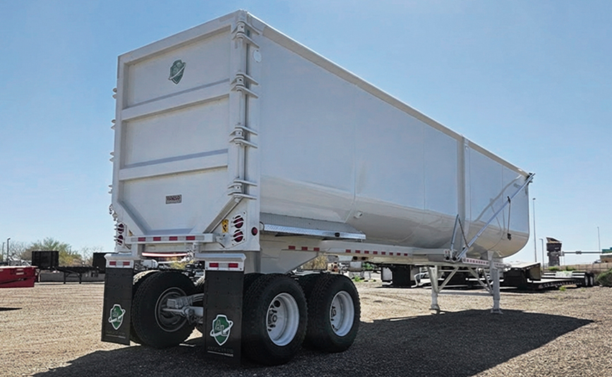 2026 armor lite high side demolition end dump scrap trailer - 05 - rear side angle, gate