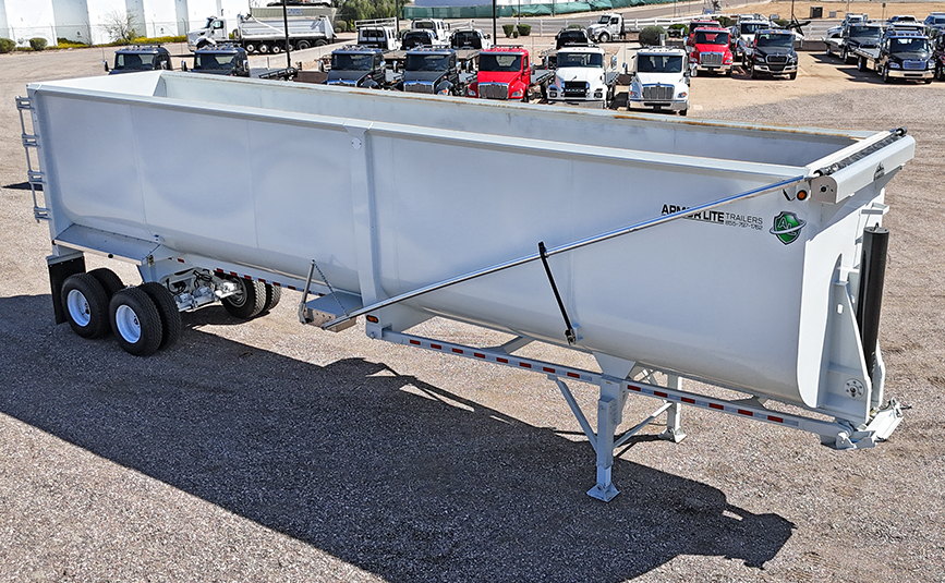 2026 armor lite high side demolition end dump scrap trailer - 06 - aerial view passenger side front
