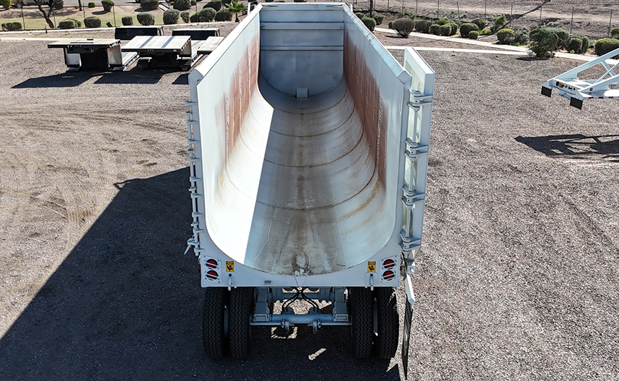 2026 armor lite high side demolition end dump scrap trailer - 13 - open gate, half round tub