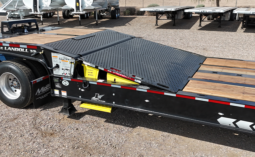 Landoll-930E-51-18-1-hydraulic-traveling-tail-trailer-for-sale-18-1-upper-deck-ramp-raised-up