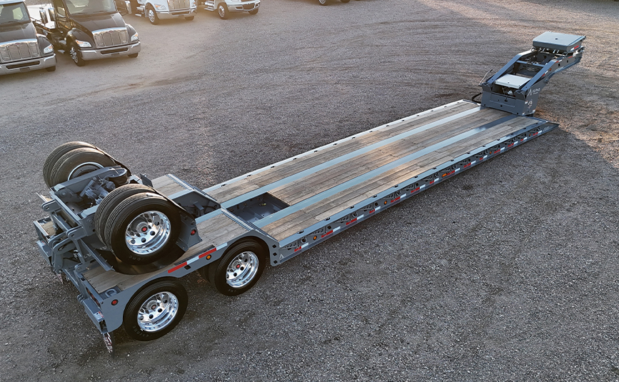 2026 alpha hd a90hdgc 45 ton lowboy trailer flip axle - 04 - top view, angled