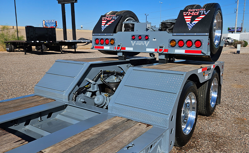 2026 alpha hd a90hdgc 45 ton lowboy trailer flip axle - 06 - rear deck, flip axle