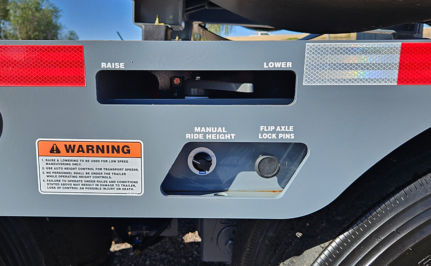 2026 alpha hd a90hdgc 45 ton lowboy trailer flip axle - 11 - manual ride height control, raise lower valve