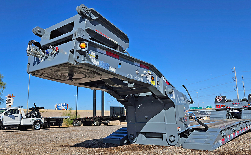 2026 alpha hd a90hdgc 45 ton lowboy trailer flip axle - 17 - low angle, goosneck, king pin