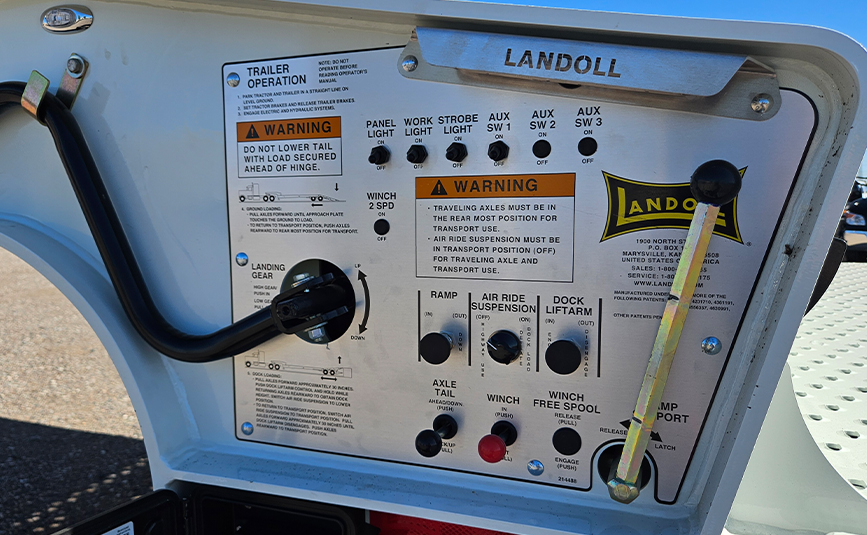 2026 landoll 930 E-51-15 traveling tail trailer -10 - landoll control panel lights, suspension, dock lift armp, ramp, tail