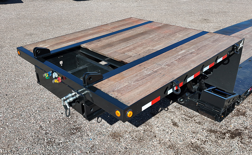 2026 used xl specialized xl80 HDGE extendable double drop trailer -06 - gooseneck top, gladhands, d-rings, flip neck brackets