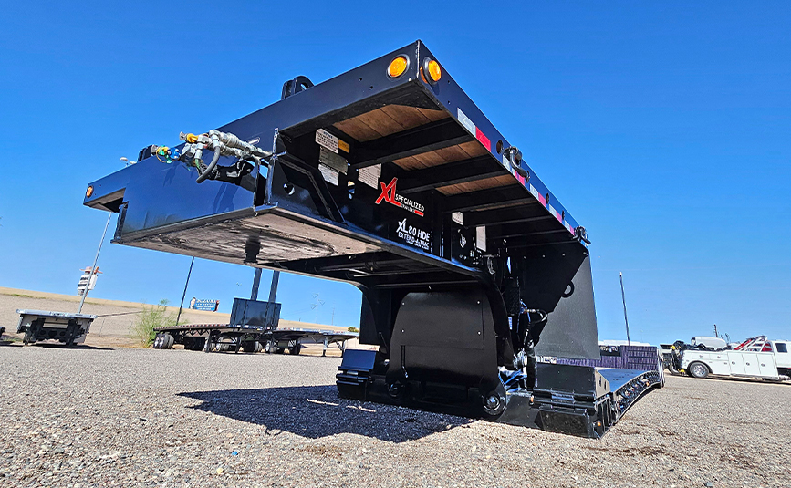 2026 used xl specialized xl80 HDGE extendable double drop trailer -08 - gooseneck under side, king pin