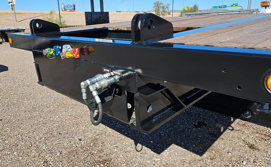 2026 used xl specialized xl80 HDGE extendable double drop trailer -09 - flip neck brackets, goooseneck, hydraulic connections