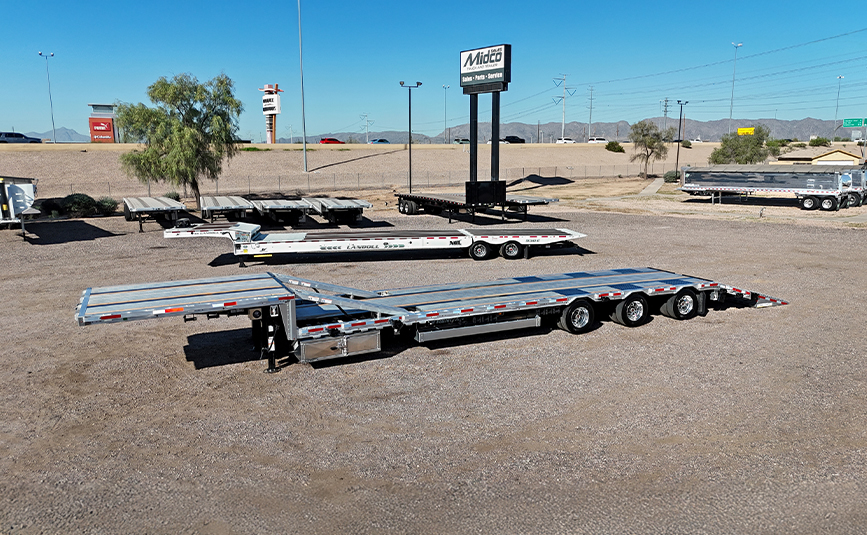 2026 prestige combo drop deck trailer - 01 - aerial side view