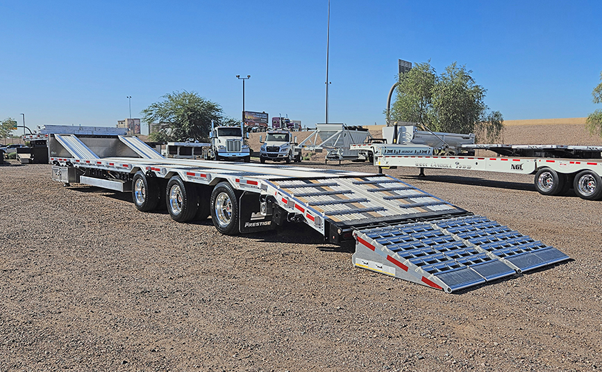 2026 prestige combo drop deck trailer - 05 - rear view, ramps down