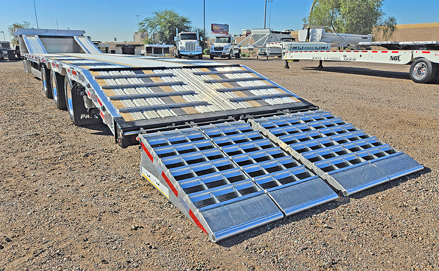 2026 prestige combo drop deck trailer - 08 - rear deck ramps unfolded