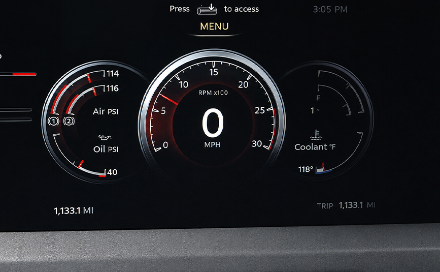 2027 peterbilt 567 jerr-dan industrial carrier transporter tow truck - 35 - gauge cluster
