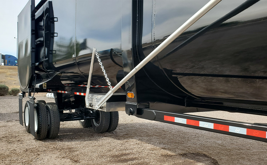 armor light high side demo end dump trailer - 10 - trailer side, tarp arm bar