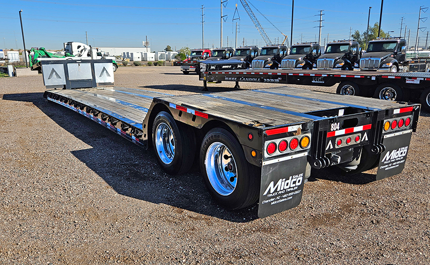 2025 used alpha hd a80mg double drop trailer - 05 - back driver side view