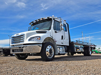 2025 freightliner m2 - jerr-dan rollback tow truck - 01 - angled view, driver side, front