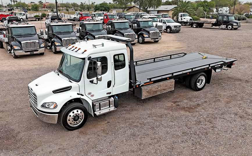 2025 freightliner m2 - jerr-dan rollback tow truck - 03 - aerial view, driver side