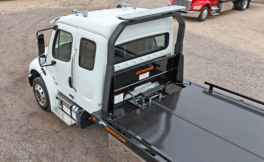 2025 freightliner m2 - jerr-dan rollback tow truck - 05-3 - aerial view, cab, headboard, lightbar