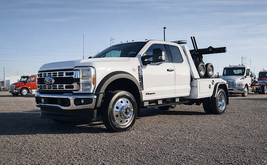 2026 ford F450 Jerr-Dan repo tow truck - 06 - driver side, front angle view