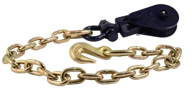 tow truck snatch block and chain