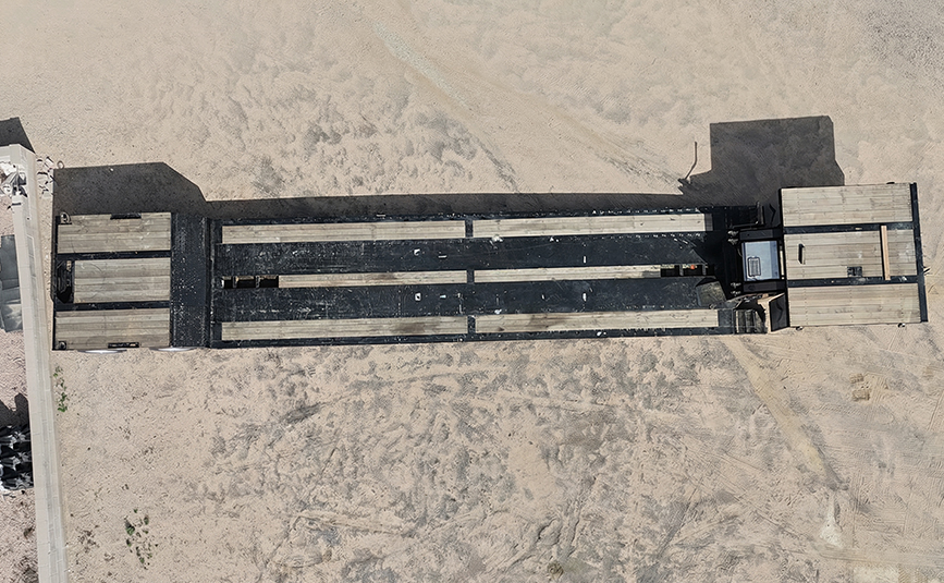 2026 used alpha hd a80hdgc-m mini deck double drop trailer - 05-1 - aerial top view