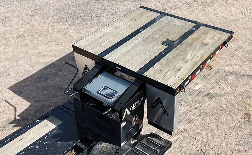 2026 used alpha hd a80hdgc-m mini deck double drop trailer - 08 - aerial view, gooseneck