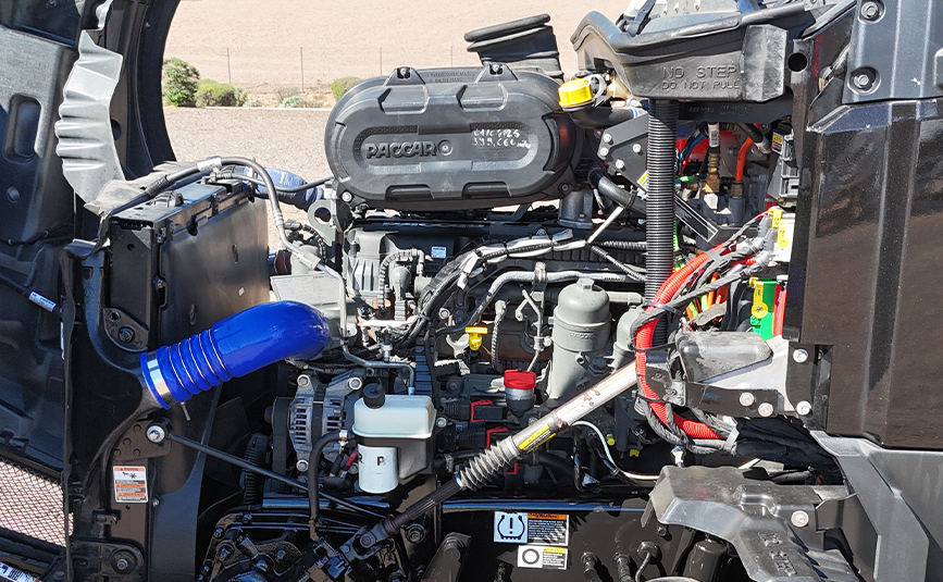 2022 kenworth T680 black sleeper cab truck - 32 - engine compartment