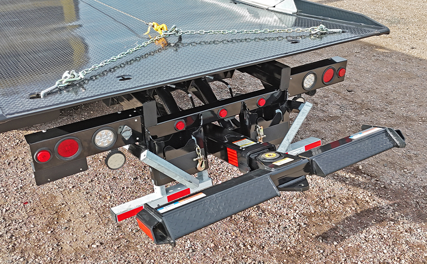 2027 international mv607 jerr-dan rollback yellow tow truck - 09 - wheel lift, L-arms