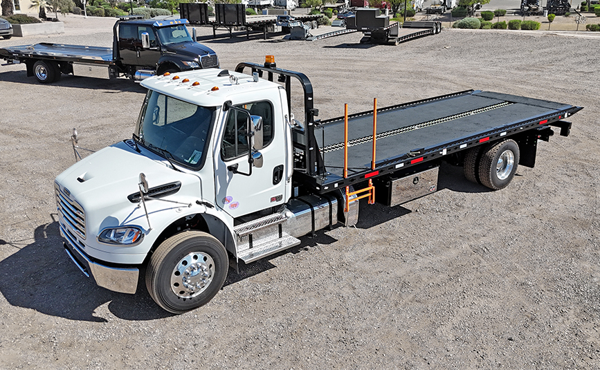 Freightliner Landoll Loadoll II rollback carrier - 09 - driver side, aerial view
